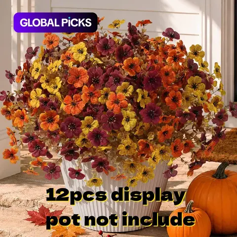 12pcs artificial autumn flower simulation plants Thanksgiving Halloween Christmas wedding party home garden decoration flowers Faux Artificial Flowers #GLOBAL PICKS