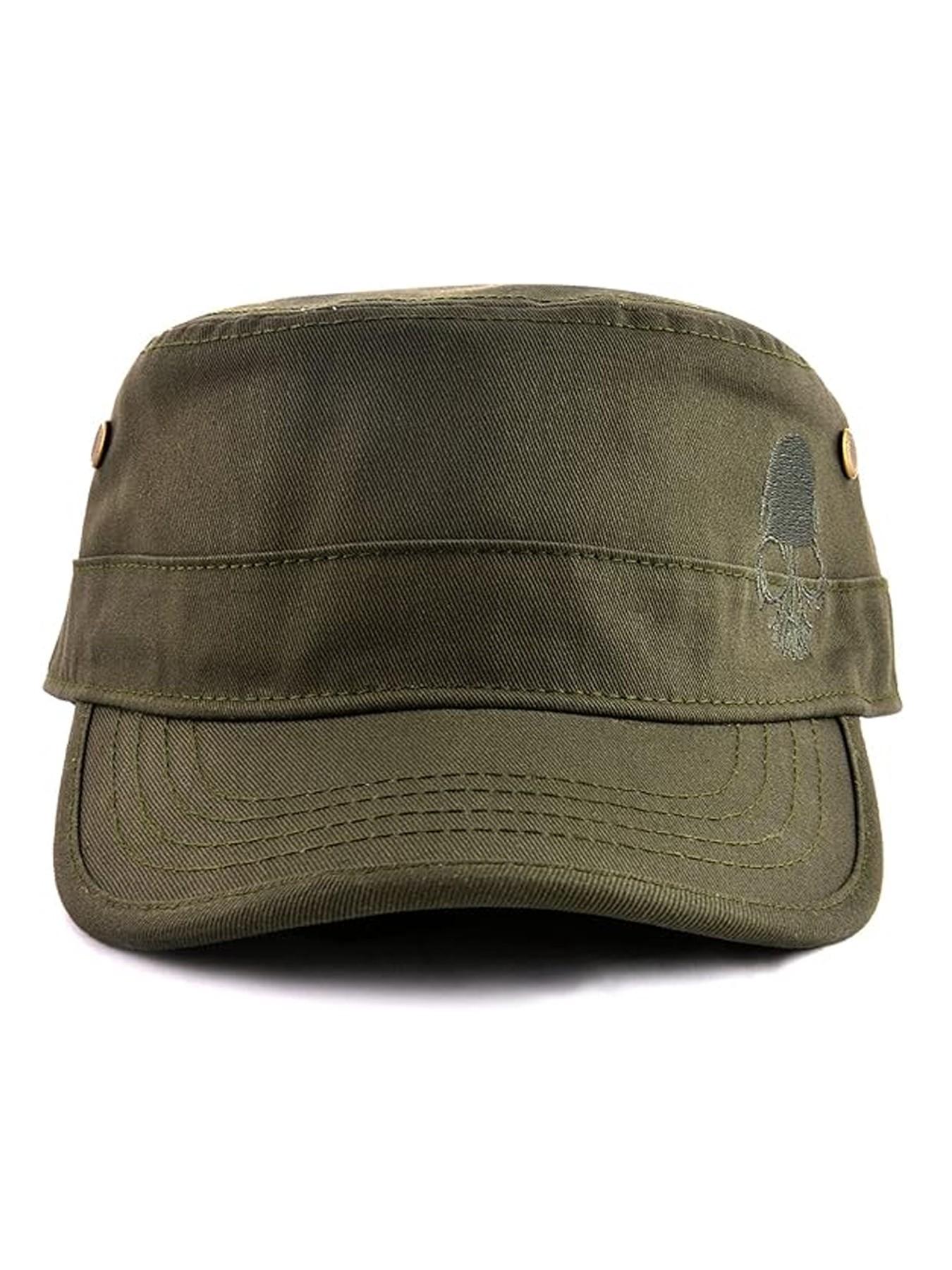 3Pack Cadet Caps Army Military Hats Washed Cotton Flat Top Hats Military Style Patrol Hat Adjustable Veteran Cap for Men