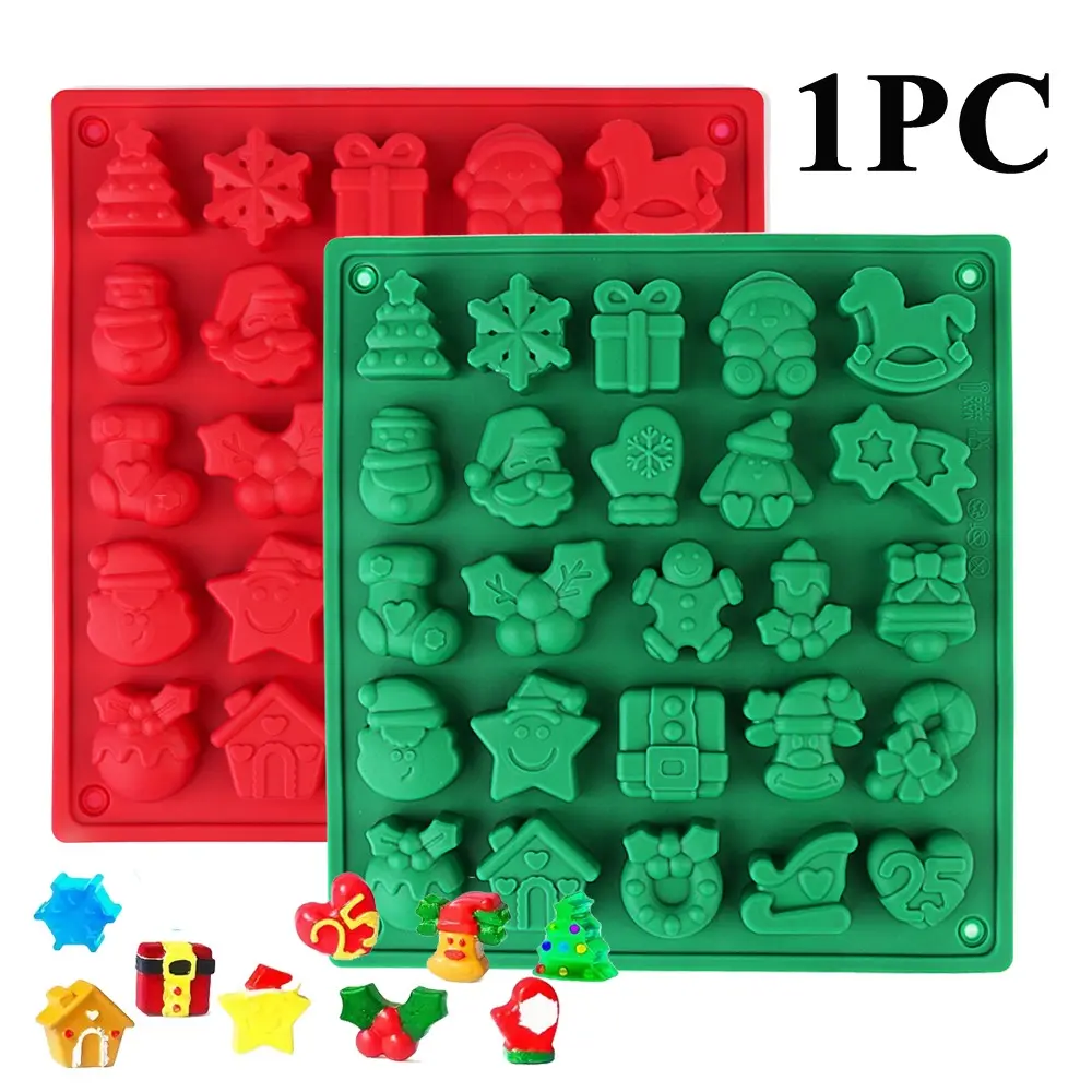 Christmas Theme Silicone Candy Chocolate Mold, Food Grade Silicone, Easy Release, Durable, Perfect for Christmas Crafts, Baking Decorations, Baking Supplies