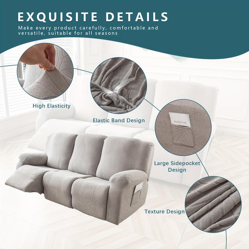 Recliner Sofa Covers Stretch Jacquard Couch Covers for Recliner Slipcovers 3 Cushion Soft Protector with Pocket Waterproof Fabric Non-Slip Design 8-Piece Set for Living Room #TikTokShopBlackFriday Recliner Sofa Covers Stretch Jacquard Couch Covers for Recliner Slipcovers 3 Cushion Soft Protector with Pocket Waterproof Fabric Non-Slip Design 8-Piece Set for Living Room #TikTokShopBlackFriday