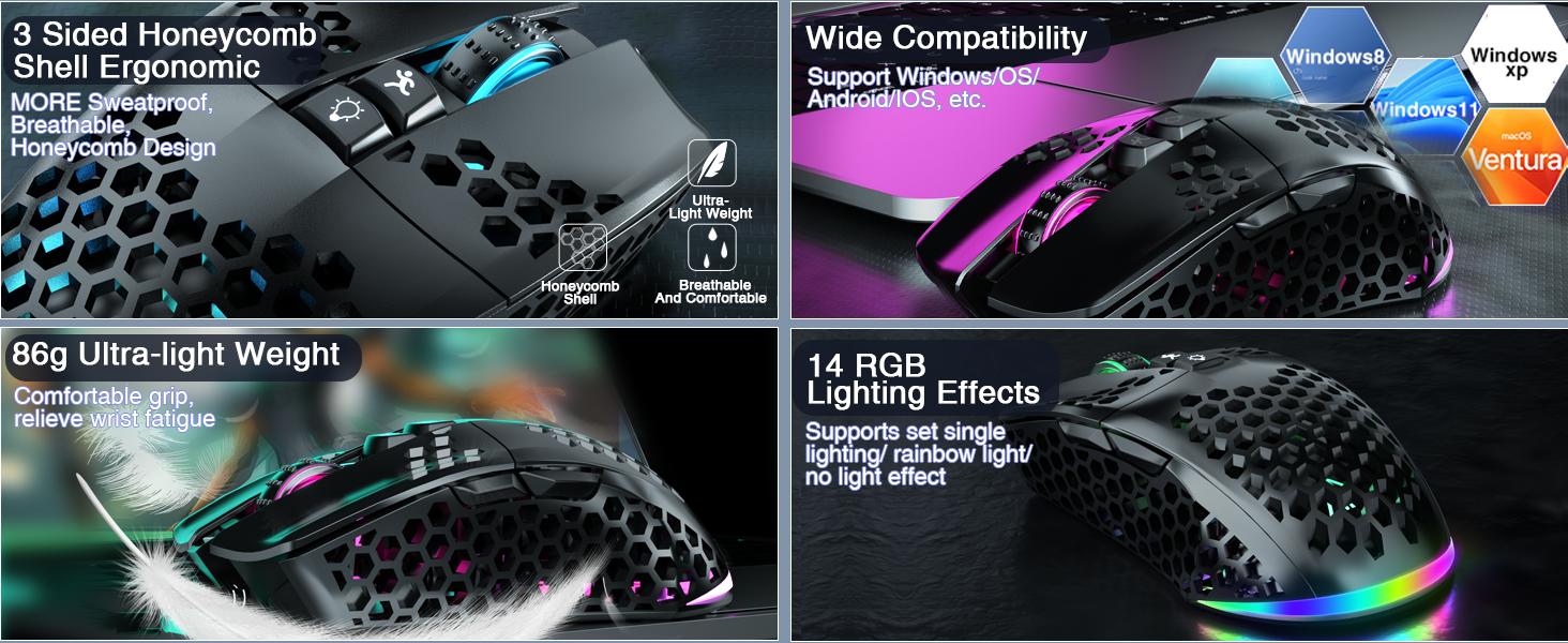 Aula X Solakaka SM600 Wireless RGB Esports Gaming Mouse,Tri-Mode Connection 2.4G/BT5.0/USB, Rechargeable Battery Customizable Dpi Adjustable Multiplatform Compatibility Ergonomic Mouse,Office Desktop Laptop PC Accessories  TikTokShopfalldealsforyou