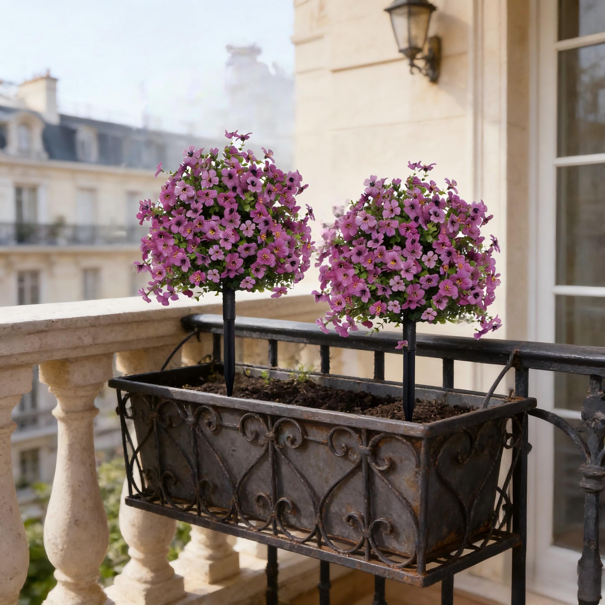 Realistic Artificial Flowers with Ground Stake, UV Resistant Fake Plants for Indoor Outdoor Decoration