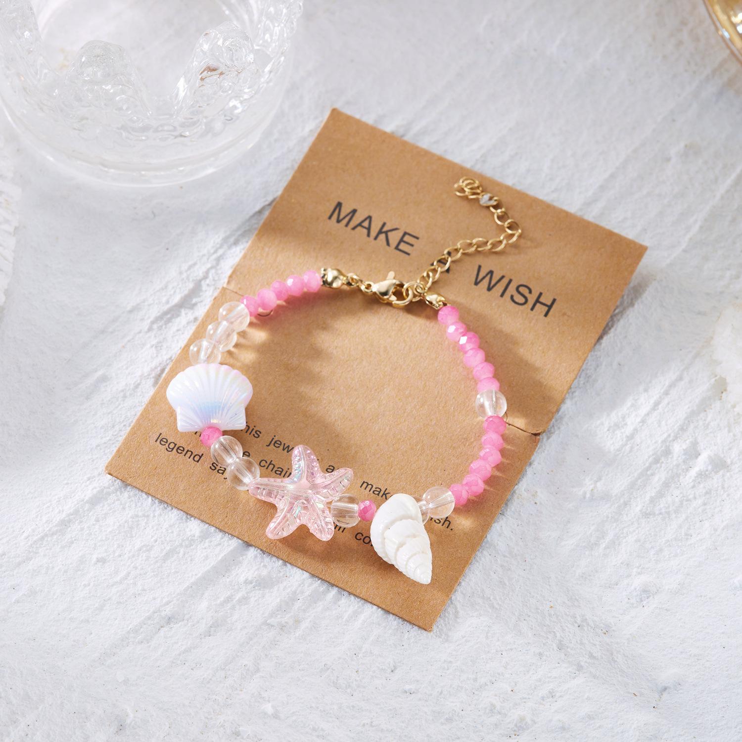 Summer Beach Inspired Handmade Shell Bracelet with Seashell Sea Star Beads for Women Stylish Ocean Themed Jewelry Lightweight Comfortable Adjustable Fit Trendy Vacation Accessory
