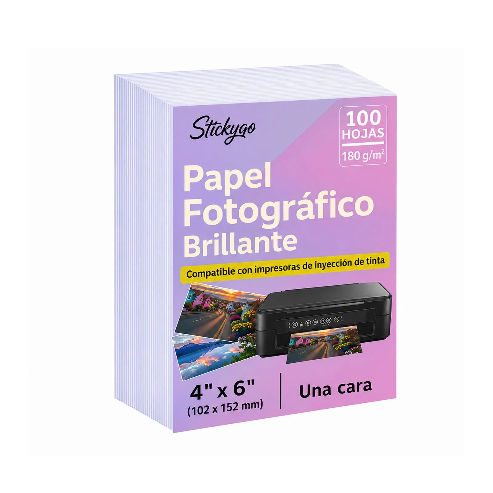 4x6 Inch Glossy Photo Paper 180gsm, 100 Sheets, Instant Drying, Vivid Colors, Compatible with Inkjet Printers, Ideal for Photos, Memories, Crafts