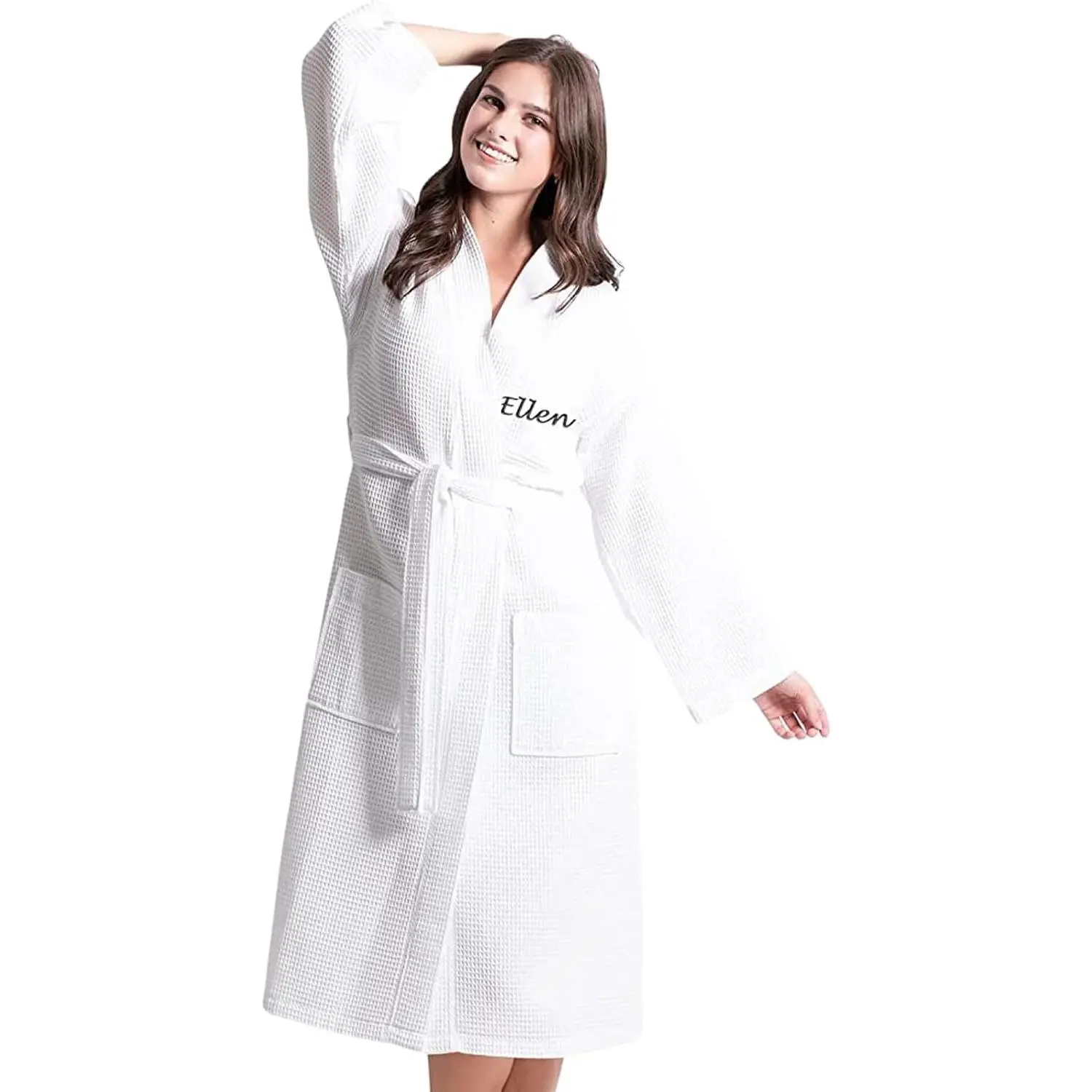 Personalized Waffle Robe for Women Custom Name Bathrobe Soft Spa Kimono Robe Lightweight Lounge Wear Gift for Wedding Birthday
