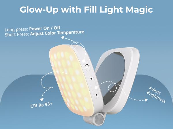 SmallRig 3-in-1 Magnetic Selfie Light for iphone17 Pro/MAX, Phone Light with a Mirror, Instant Attachment for MagSafe, for Selfies,Makeup,Live Streaming,Video Conference,360° LED Ring Light and Phone Stand,Vibe P48 4656/4933