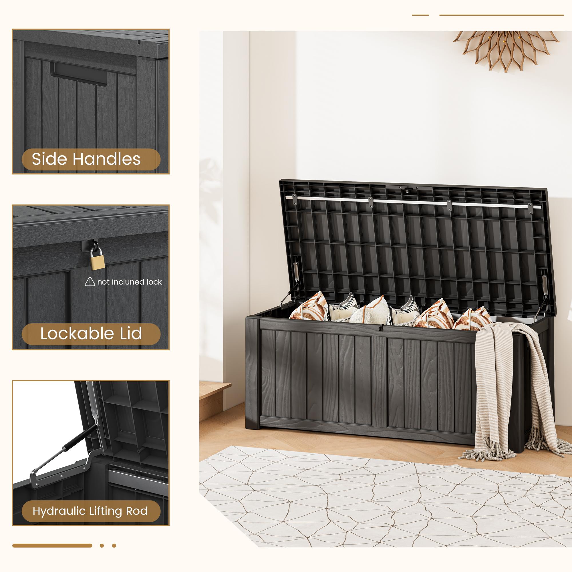 LHBCRAFT 31/72/120-gallon outdoor deck storage box Waterproof, Lockable, Extra Seat, UV 1000+ Anti-ultraviolet, Easy Installation, Reinforced Structures,Christmas gift LHBCRAFT 31/72/120-gallon outdoor deck storage box Waterproof, Lockable, Extra Seat, UV 1000+ Anti-ultraviolet, Easy Installation, Reinforced Structures,Christmas gift