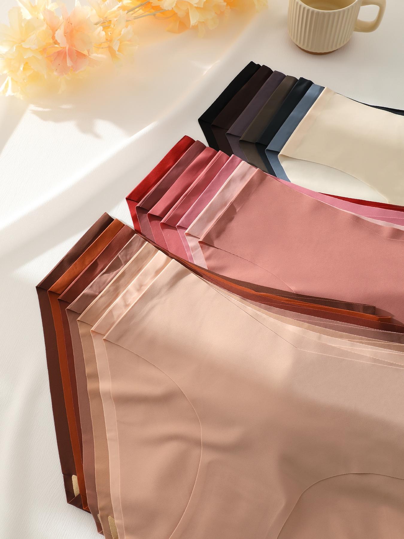 Women's random colors soft seamless Briefs (5/7/10/12 pcs), suitable for daily work and activities, autumn and winter daily use