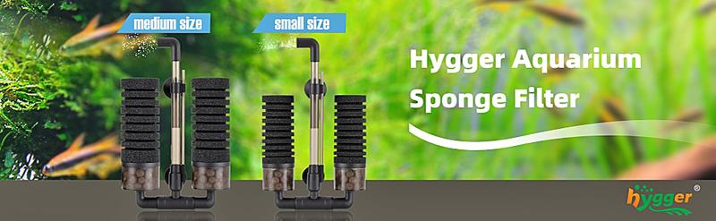 hygger Sponge Filter, Aquarium Filter Double Sponge Replaceable Media with 4 Biochemical Sponges and 1 Bag of Filtered Ceramic Balls Ultra Quiet Filter Fish Tank (S/M)