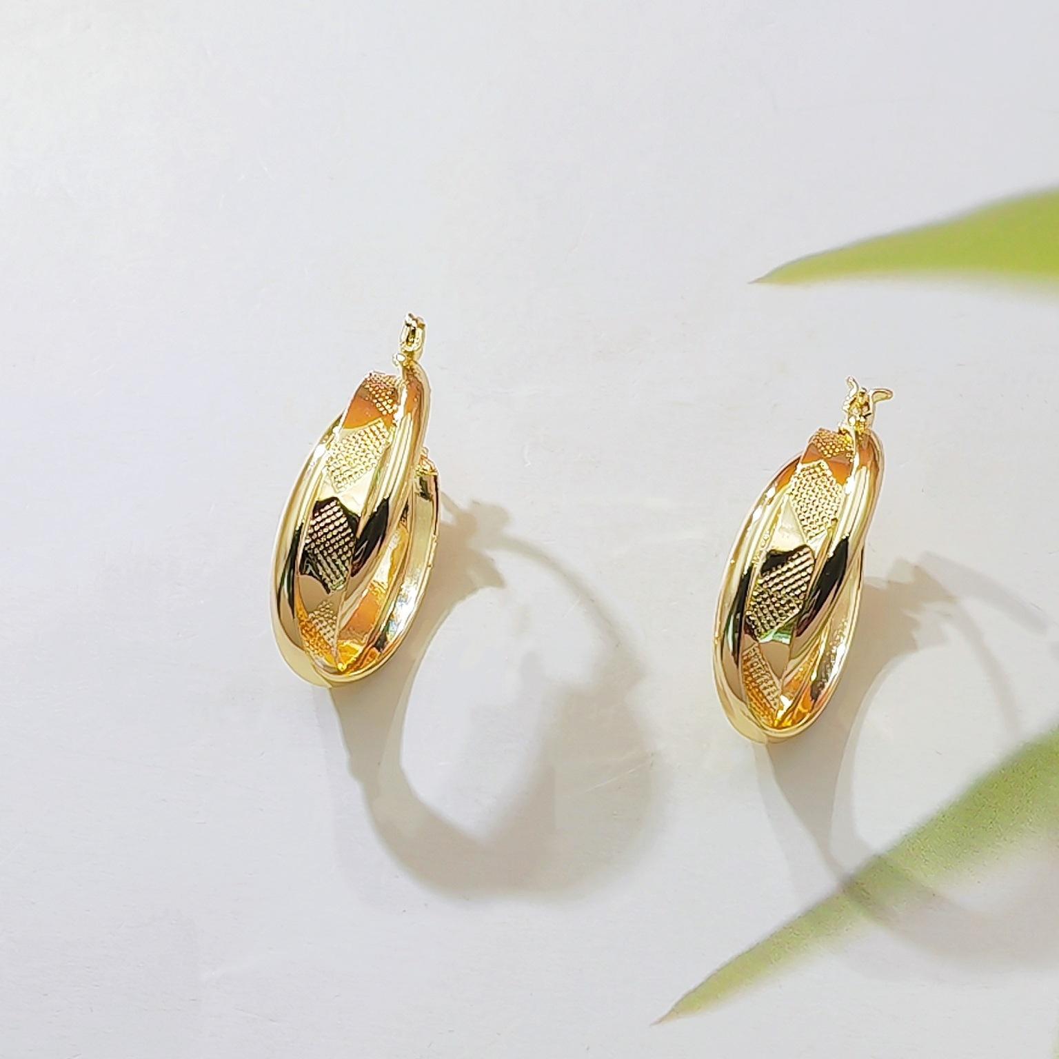 Gold Plated Chunky Hoop Earrings, Textured Geometric Diamond Cut Huggie Ear Studs, Statement Fine Jewelry, Anniversary Gift for Women & Teen Girls