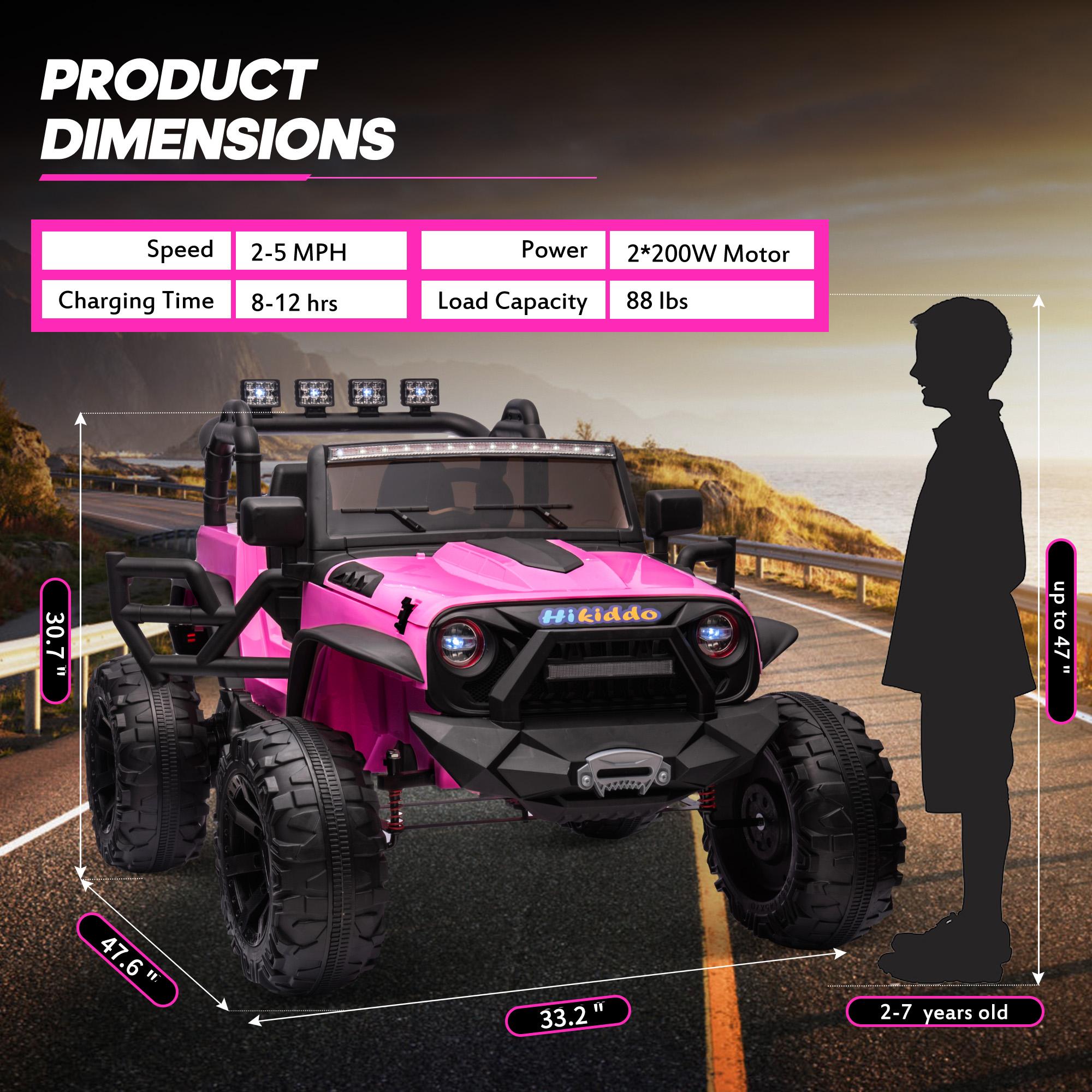 Hikiddo 24V 9Ah Ride on Toy for Big Kids, 2-Seater Powered Ride-on Truck Car with Remote