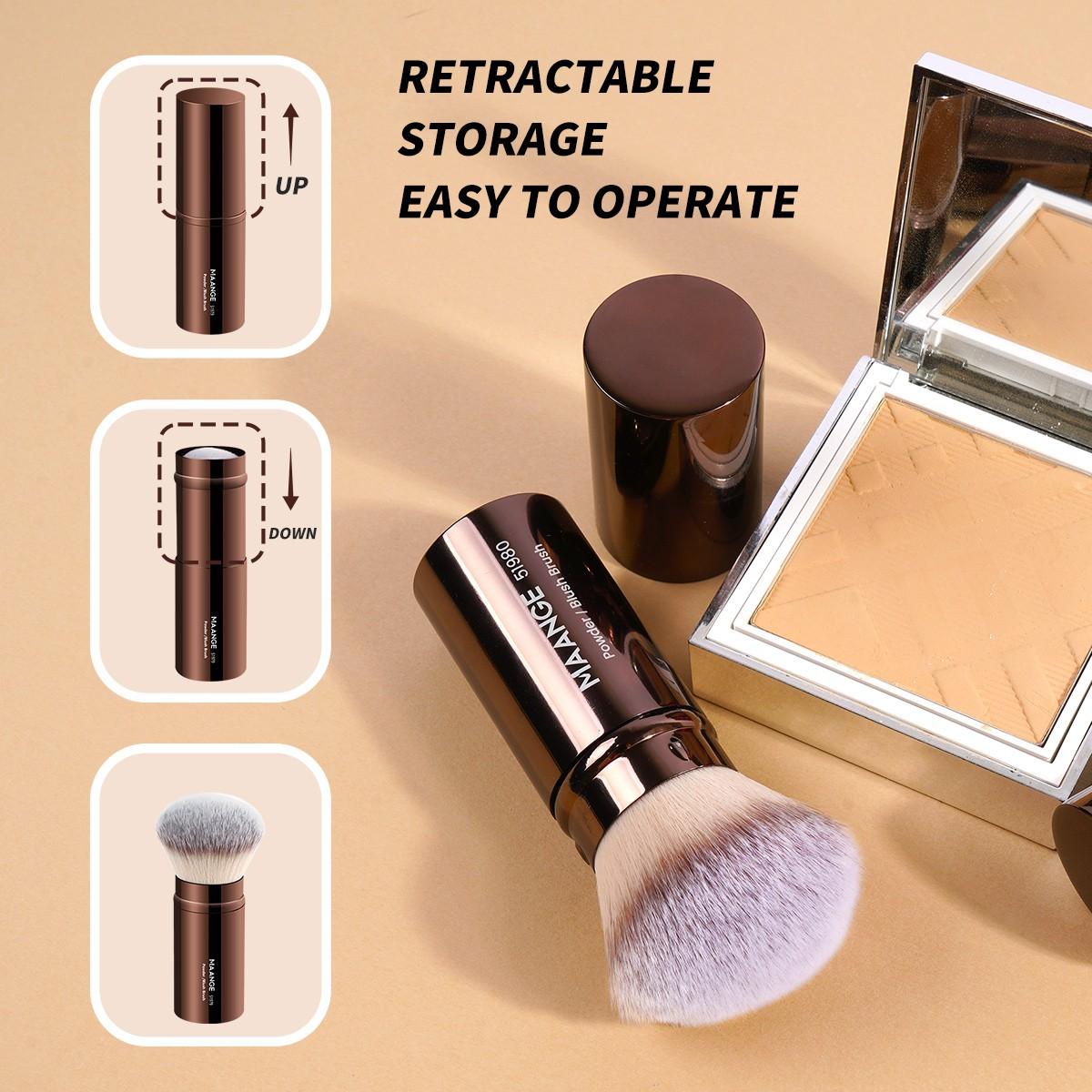 Maange 6-Piece Aluminum Tube Makeup Brush Set, Blush Brush, Powder Brush, Contour Brush, Concealer Brush, Highlighter Brush, Cosmetic Tools