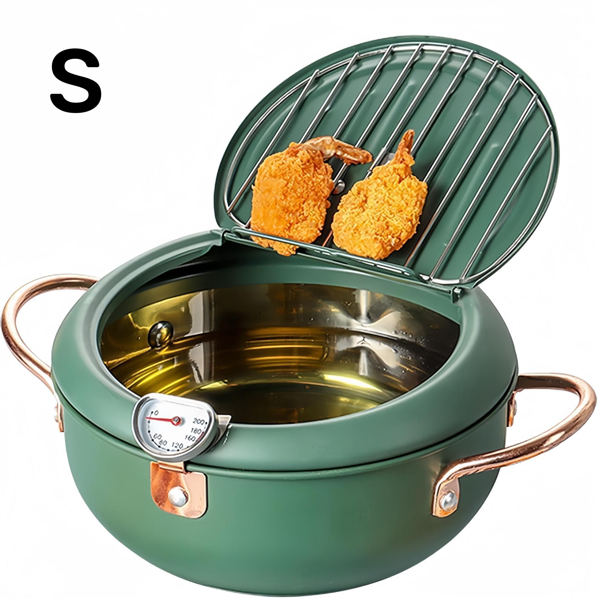 Stainless Steel Deep Frying Pan with Lid, 1 Count Non-stick Deep Fryer with Oil Drip Filter Rack for Fried Chicken