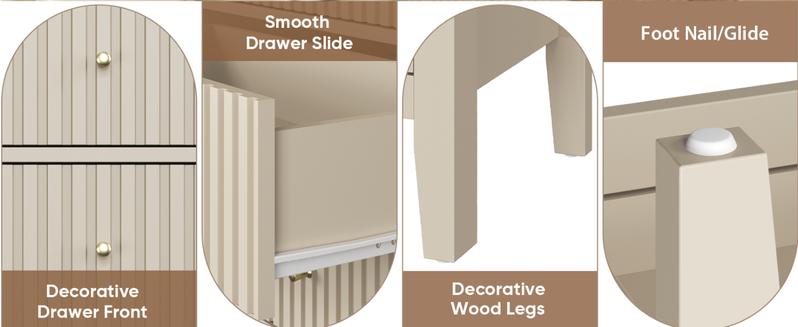 RoyalCraft Mordern 6 Drawer Dresser, Fluted Nightstand with 3 Drawers, Wood Storage Organizer, Wide Chest of Drawers for Closet, Large Storage Cabinet and TV Stand for Living Room,Bed Room,Hallway, Entryway.