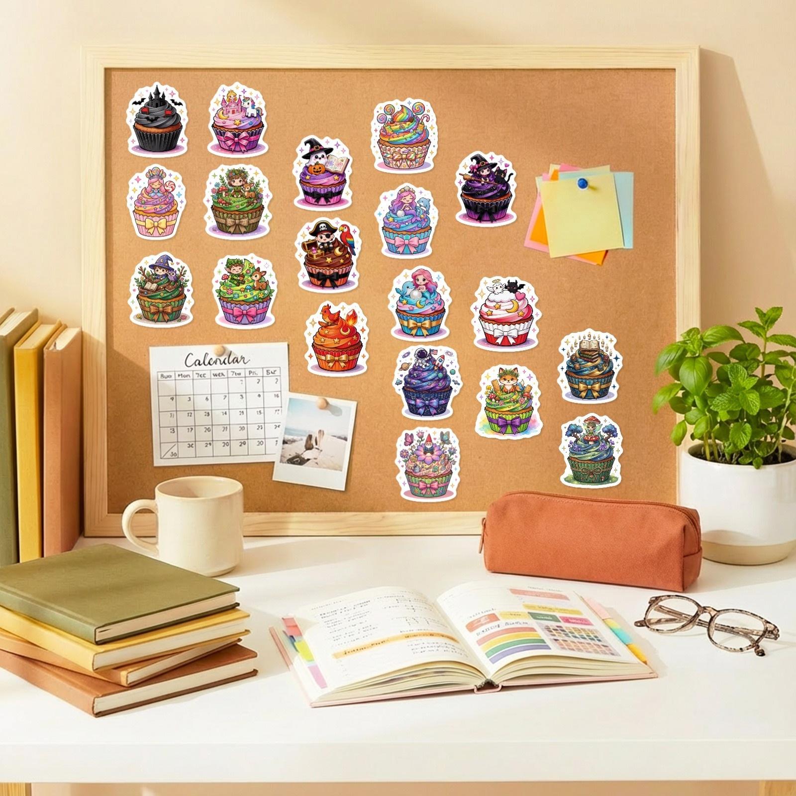 50 sheets creative cartoon magic cake stickers, cute and personalized cardboard cupcakes, waterproof decorative stickers 50 sheets creative cartoon magic cake stickers, cute and personalized cardboard cupcakes, waterproof decorative stickers