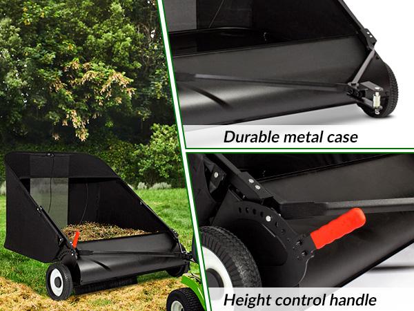 52" Tow-Behind Yard Sweeper for Leaves & Debris, 26 cu.ft Hopper, Adjustable Height — Ideal for Fall Cleanup & Halloween Gift Idea, Black Friday Deal