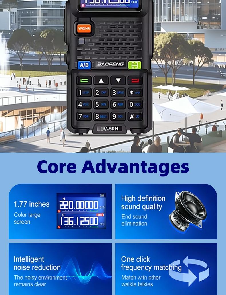 UV-5RH dual band bidirectional wireless intercom 15W high-power multi band 999CH transceiver wireless replacement frequency portable handheld intercom suitable for outdoor camping exploration and convoy tourism transportation essential equipment UV-5RH dual band bidirectional wireless intercom 15W high-power multi band 999CH transceiver wireless replacement frequency portable handheld intercom suitable for outdoor camping exploration and convoy tourism transportation essential equipment