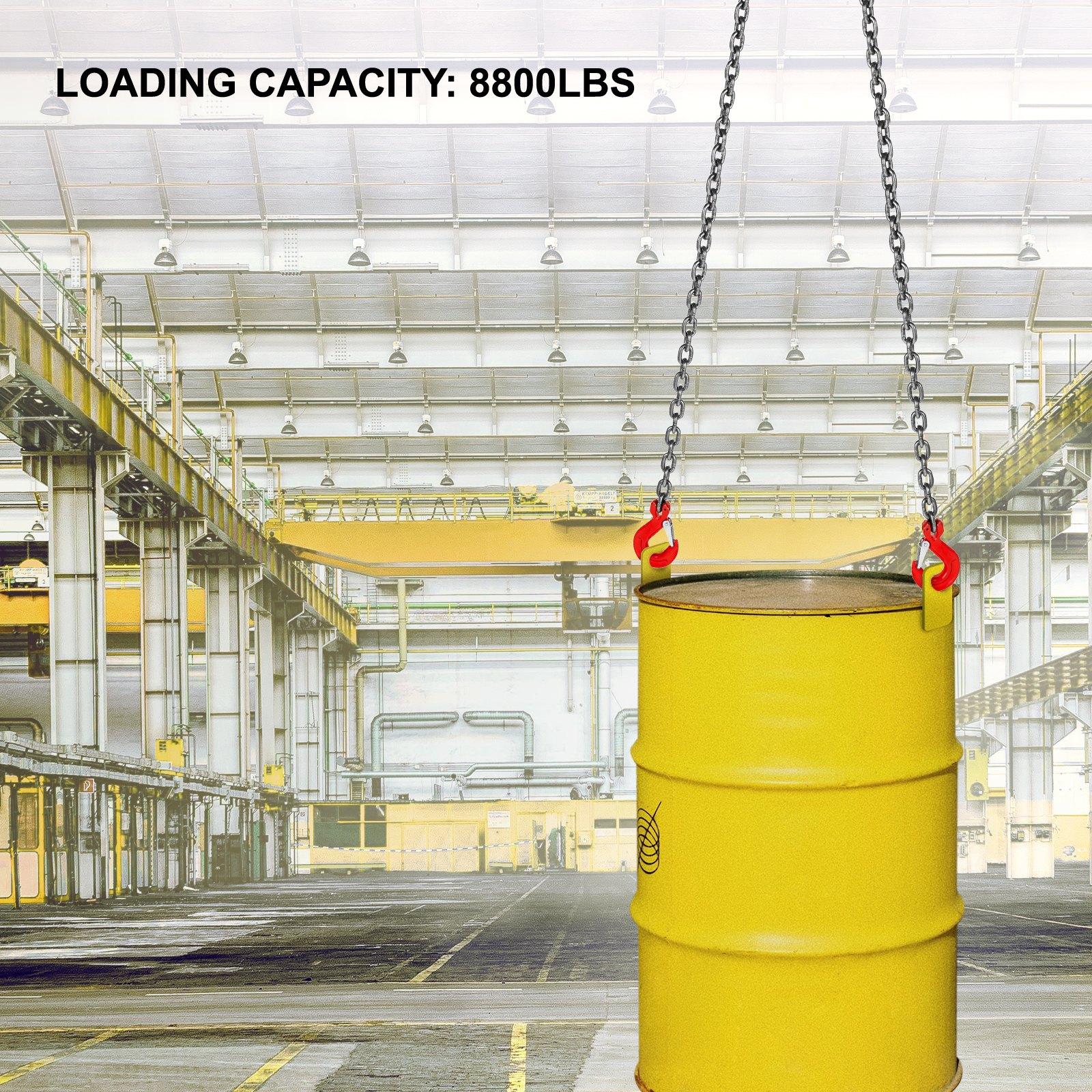 VEVOR Chain Sling, 3/8 inch x 5 ft Lifting Chains with Hooks, G80 Engine Chain Hoist Lifts, 11000 lbs/5 Ton Capacity Lifting Sling Chains for Engine Hoist, Engine Lift Chain with 2 Leg Grab Hooks VEVOR Chain Sling, 3/8 inch x 5 ft Lifting Chains with Hooks, G80 Engine Chain Hoist Lifts, 11000 lbs/5 Ton Capacity Lifting Sling Chains for Engine Hoist, Engine Lift Chain with 2 Leg Grab Hooks
