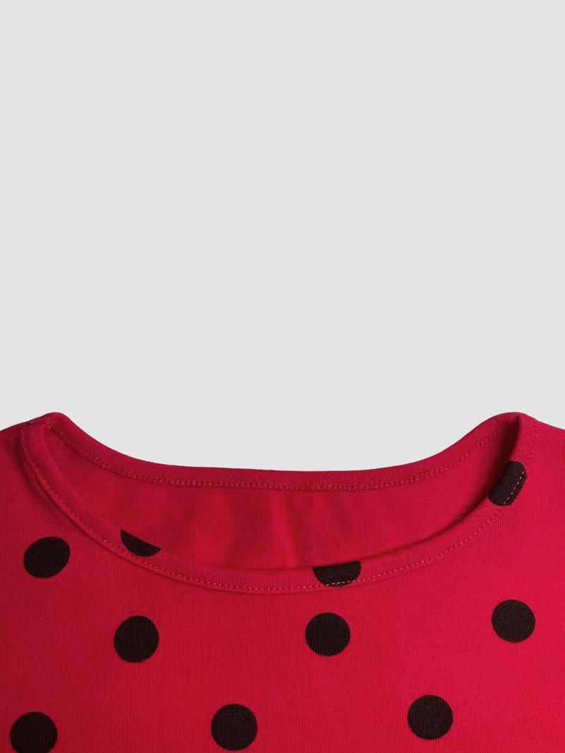 Women's Polka Dot Long Sleeve Slim Fit Short Top, Vintage Bodycon, Perfect for Dates and Shopping, Stylish Casual Wear