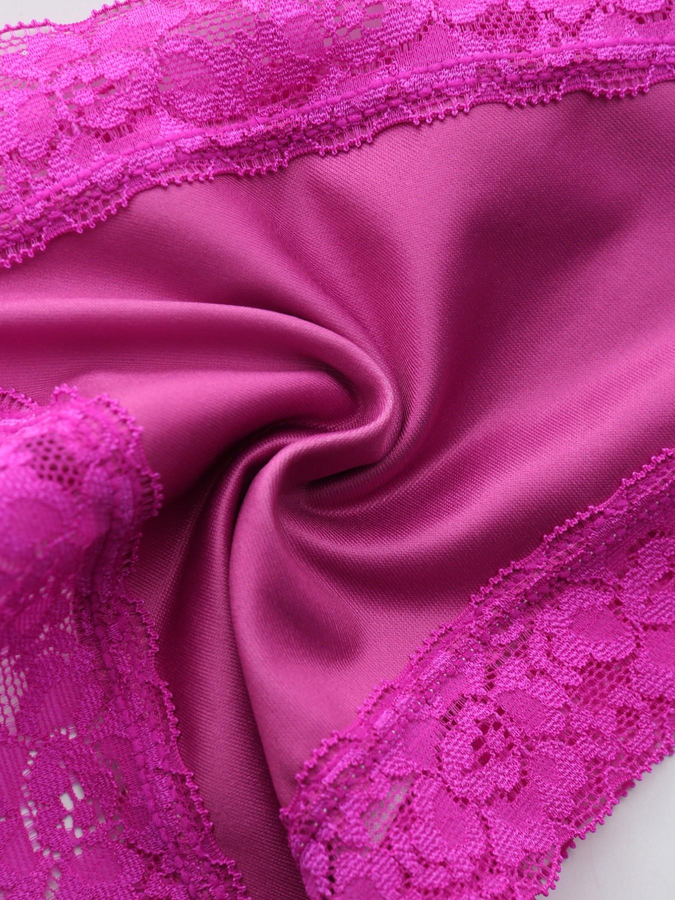 4-Pack Fashion Women's Lace Patchwork Print Underwear Set, Heart Strawberry Butterfly Petal Prints, Sexy Comfortable Soft Ladies Lingerie Womenswear