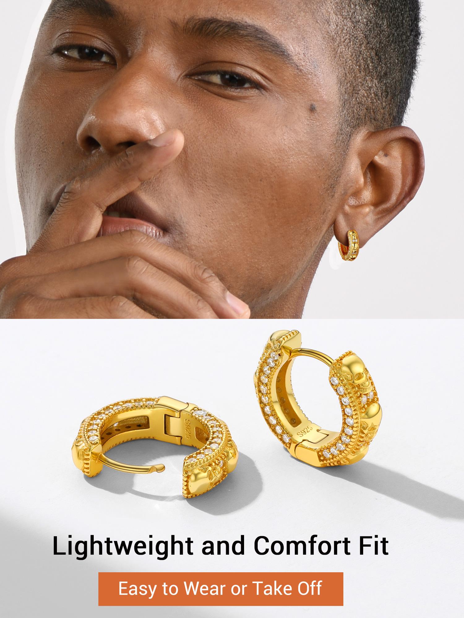 FindChic Mens Hoop Earrings Cubic Zirconia