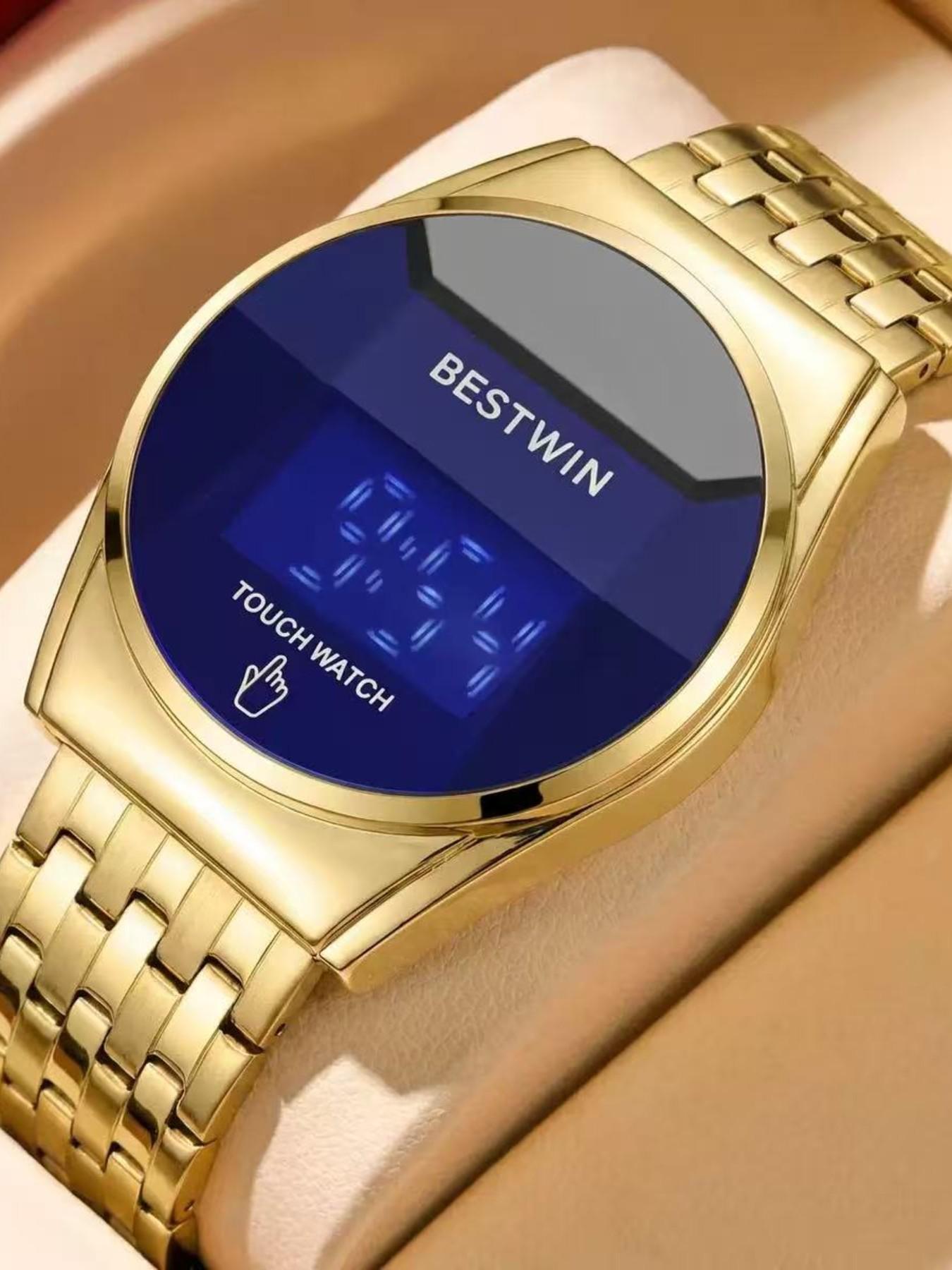 Men's Fashion Touchscreen Round Watch, High-End Accessory, Perfect Gift, Analog Quartz, Mineral Glass, Alloy Case, Buckle Closure