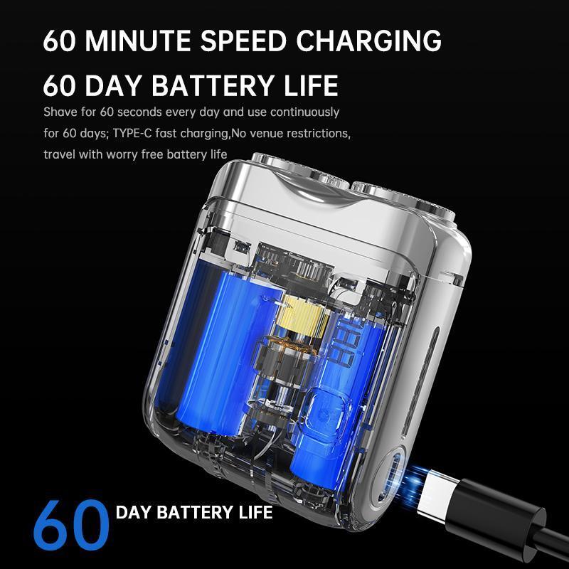 Men's Electric Shaver Dual Blades USB Rechargeable Lightweight Cordless Shaver Beard Trimmer Digital Display Compact Design Ideal Gift