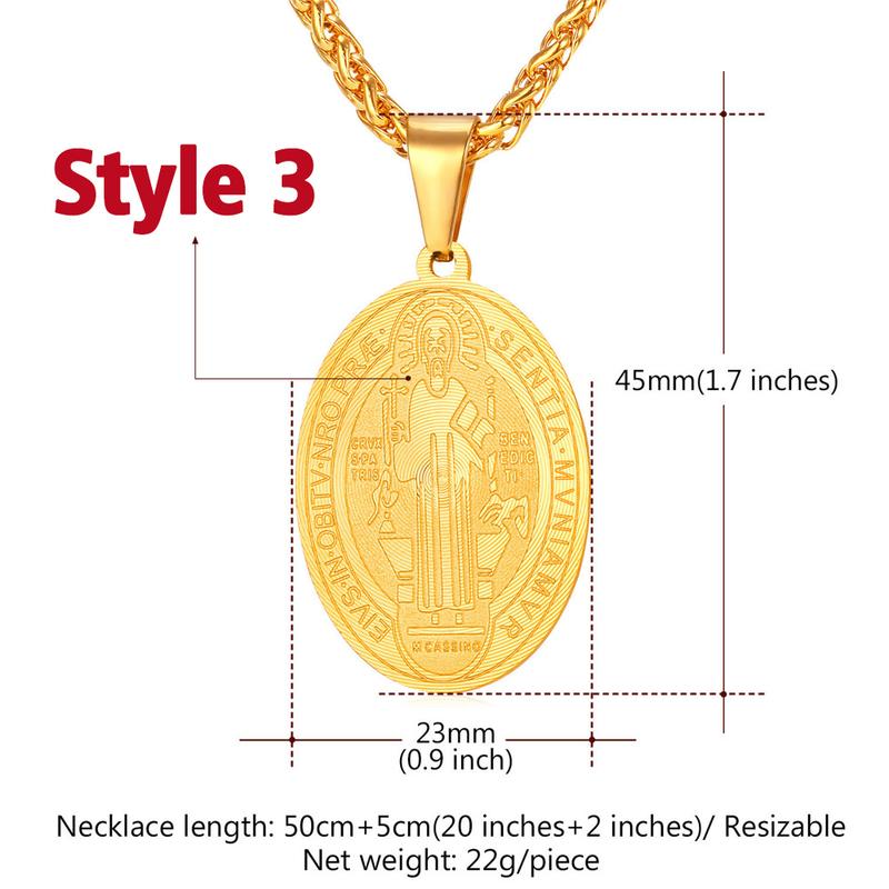 FindChic Saint Benedict Medal Necklace Christian Sacramental Medal Ward off Evil Protection Jewelry Catholic Unisex For Women Men