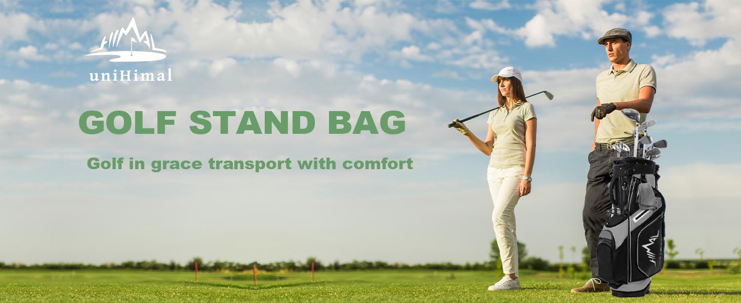 14-Way Golf Stand Bag, Premium Lightweight Golf Bag with Full-Length Dividers, Interchangeable PE-Padded Straps & Stabilizing Kickstand - Plush-Lined Top with Waterproof Cover