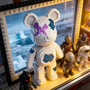 Large 3D Puzzle STEM Building Blocks Set, Creative Ice Bear Figure, 43cm/16.93 Inches, 4528 Pieces, High Difficulty Interlocking Toy, Building Block Sets