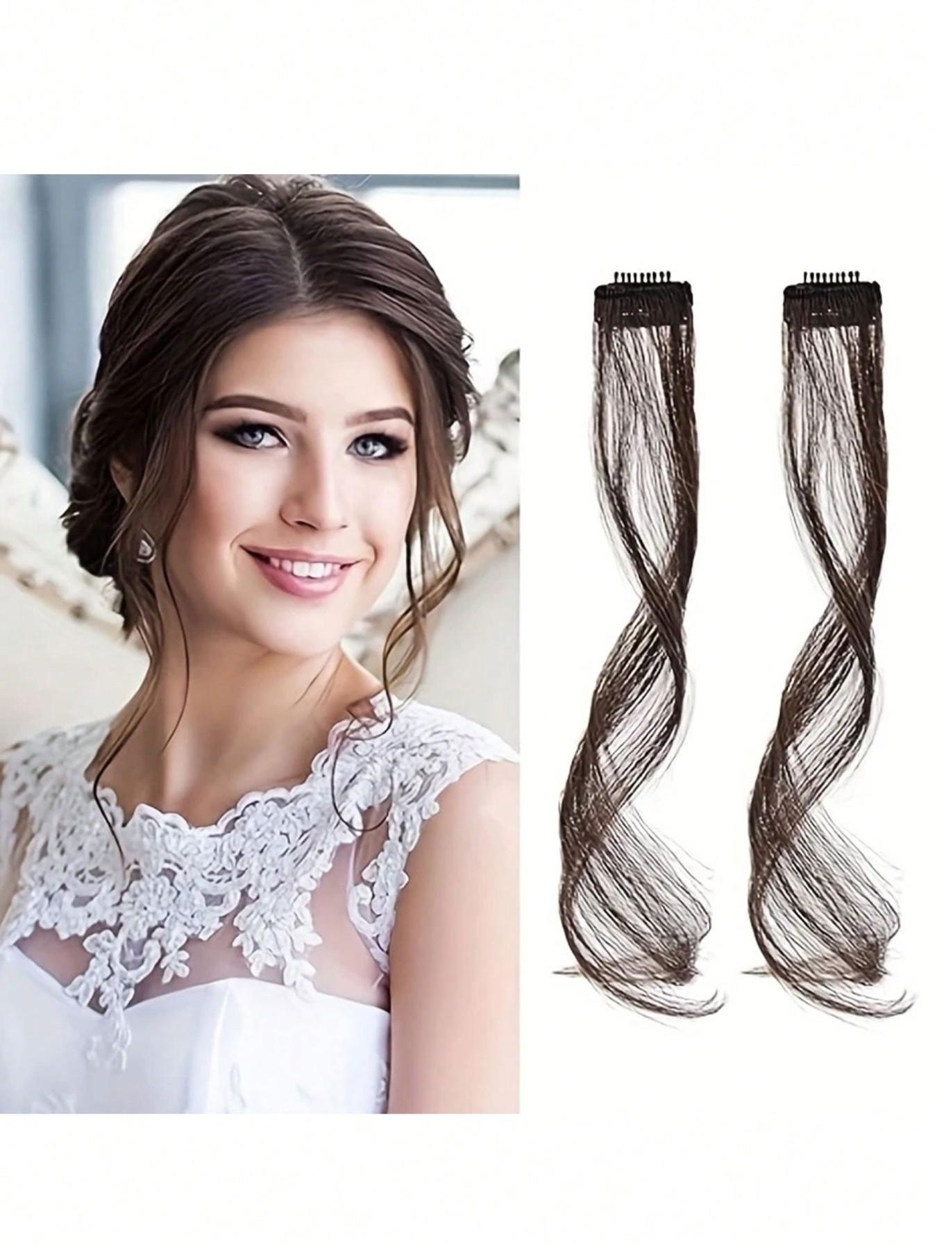 Elegant Body Wave Clip-Invisible Synthetic Dragon Beard Side Bangs ，In Hair Extensions, High Temperature Fiber, Women'S Side Bangs, Christmas Music Festival Hairpiece Temples for Daily Wear, Natural Look for All Hair Types