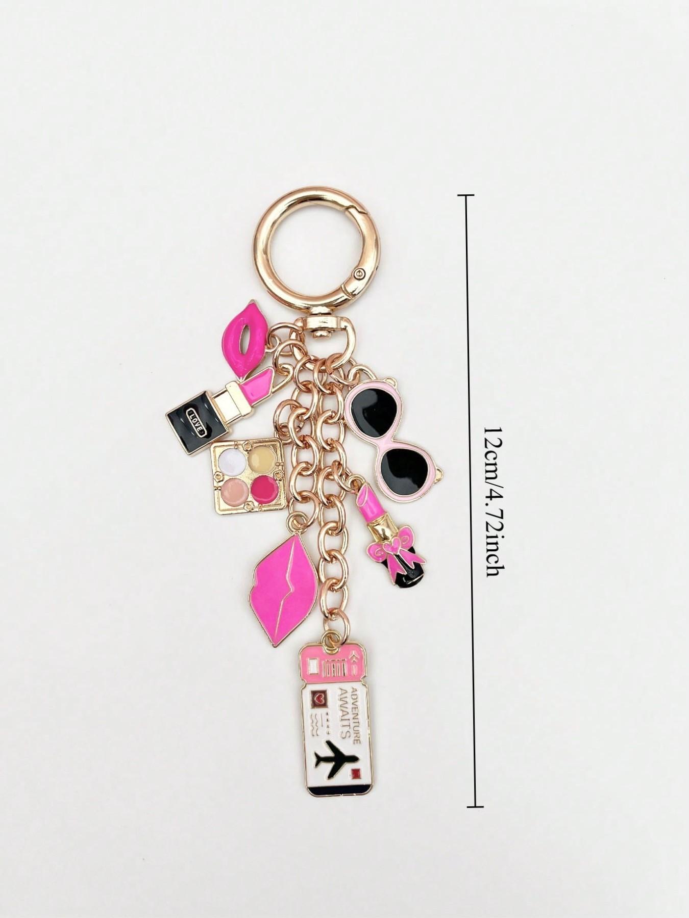 Travel Style Women's Keychain, Fashion Bag Charm, Lucky Makeup Bottle Accessory, Elegant Ticket Pendant, High Heel Shoe Decor, Wallet Ornament, Keychain Accessories, Key Ring Accessory