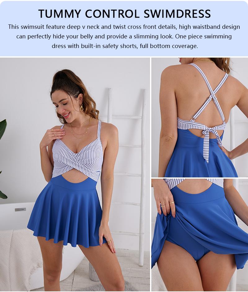B2prity Women Cutout One Piece Skirt Swimsuit V Neck Wrap Tie Back Swimdress Tummy Control Bathing Suits High Rise Swimwear High Waist Swimwsuit B2prity Women Cutout One Piece Skirt Swimsuit V Neck Wrap Tie Back Swimdress Tummy Control Bathing Suits High Rise Swimwear High Waist Swimwsuit