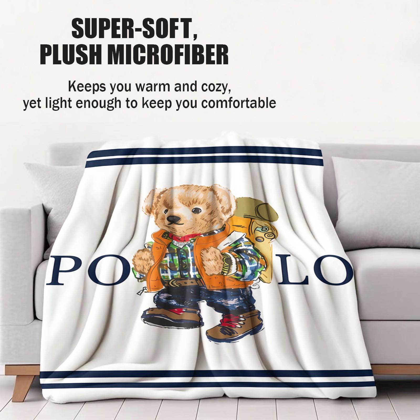 Bear printed pattern blanket, suitable for all seasons, suitable for beds, sofas, cars, room decorations, and gifts, suitable for children or adults, Cartoon pattern blanket