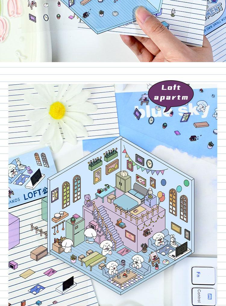 3D DIY Miniature Sticker Kit: 4 Enchanting Scenes (Pink Cottage, Penguin Ice Cream & More) + Free Tweezers | ASMR Crafting, Phone Case Decor, Creative Adult Home Gift