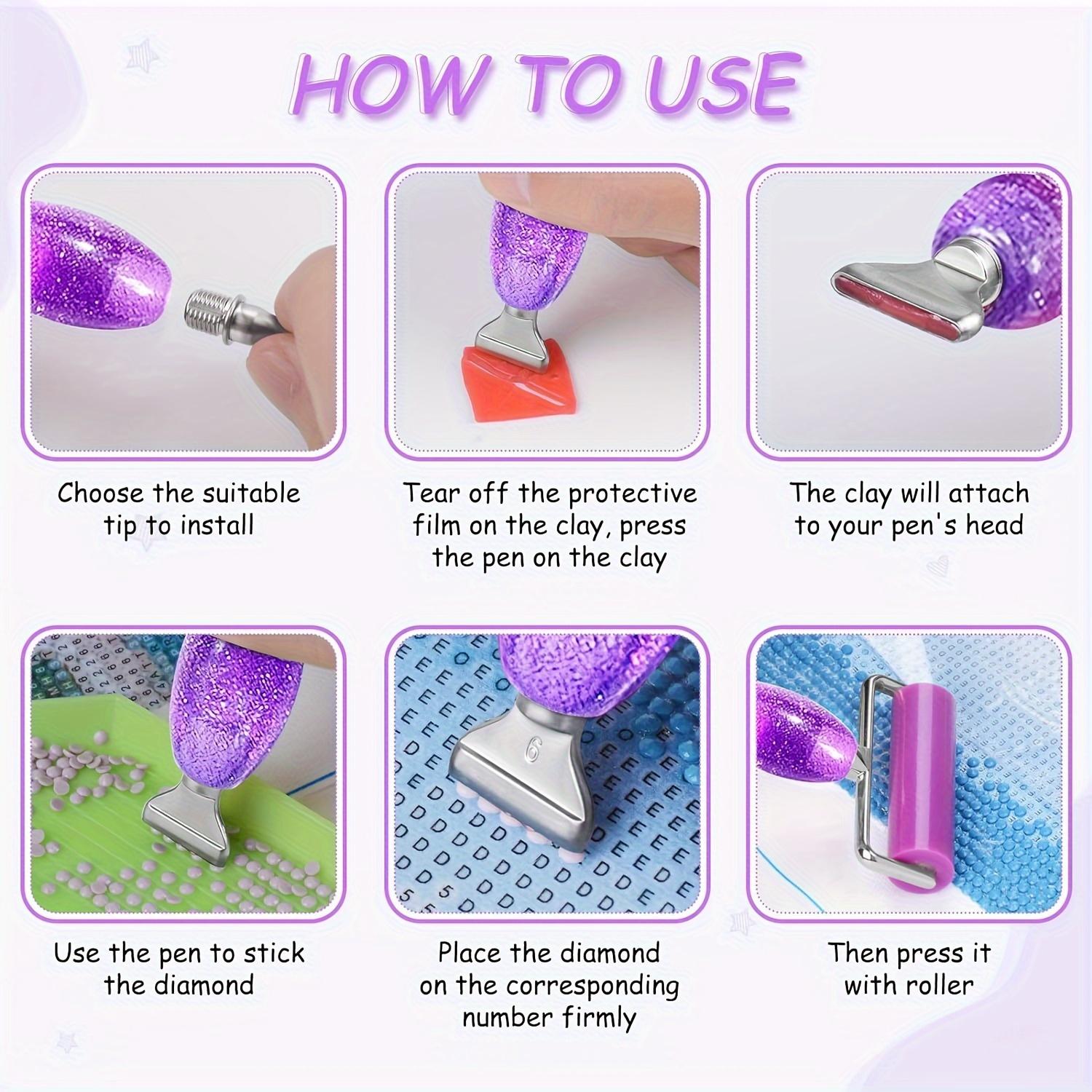 Multifunctional DIY Diamond Tool Set, Diamond Art Tools, Deep Color Sand Texture Drill Pen Kit, Plastic Screw Head & Roller Pad Included