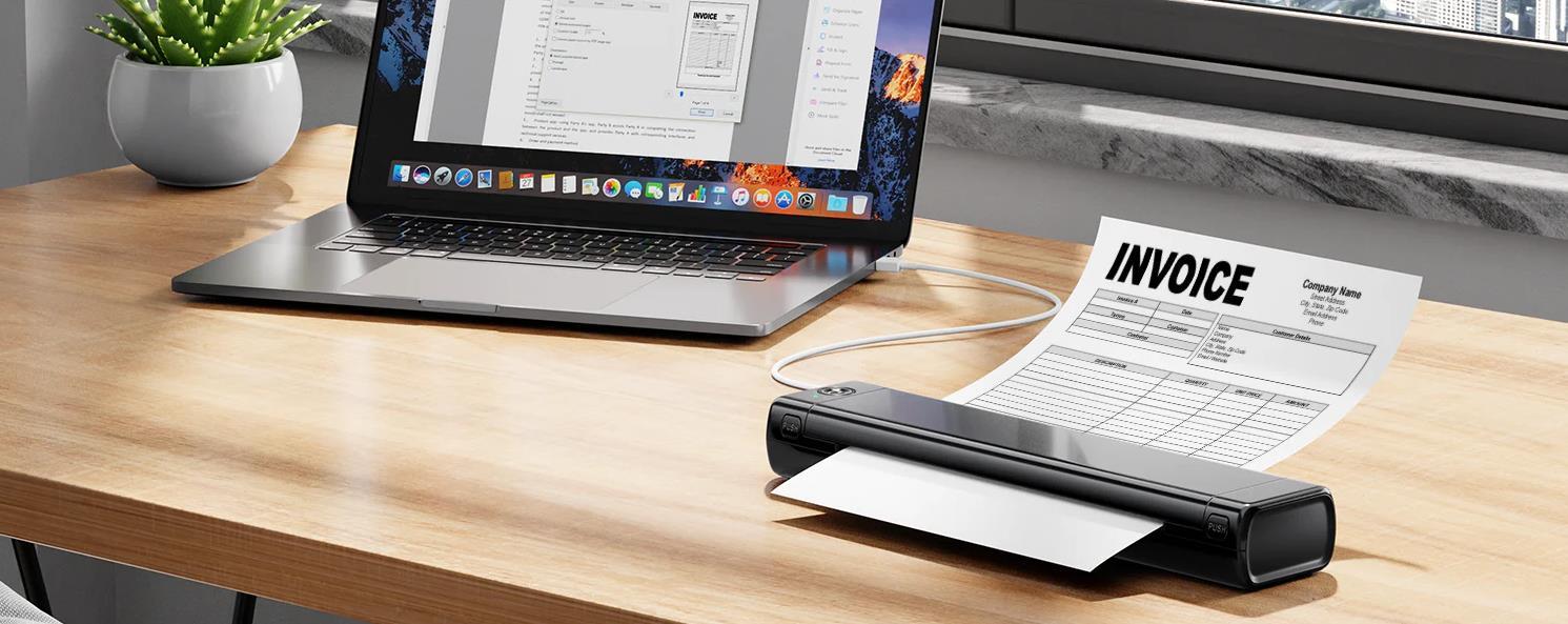 Phomemo M08F Inkless Portable Bluetooth Printer – Supports 8.5" x 11" Letter & A4 Thermal Paper, Compatible with iOS, Android & Laptops, Perfect for Office, Home, School, Business & Travel