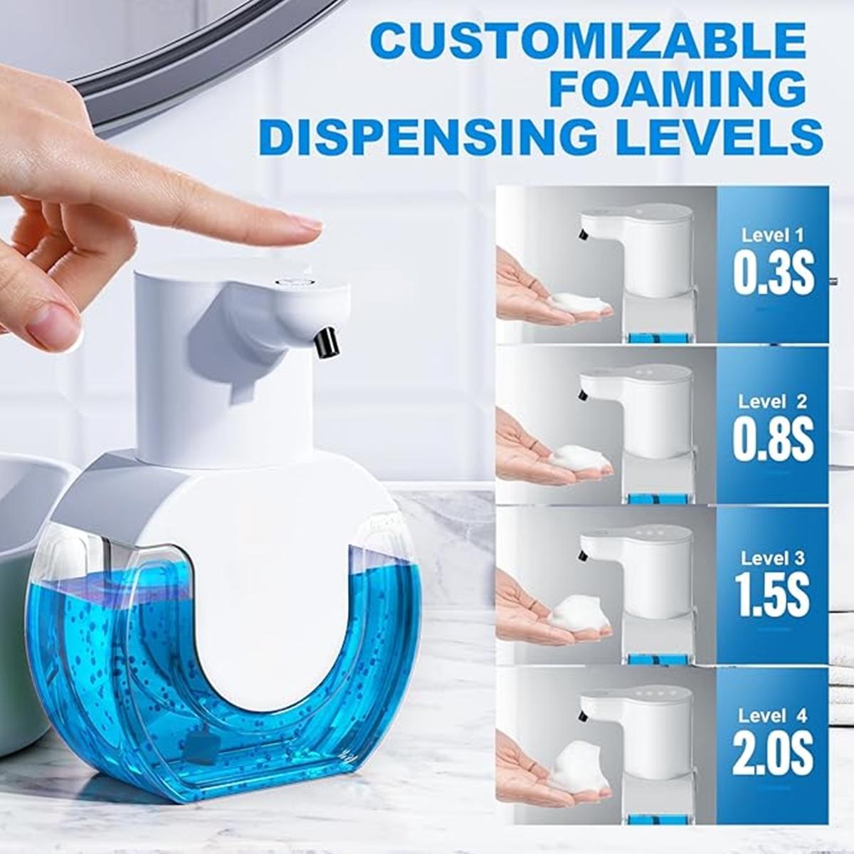 [Wall Mounted | Automatic] Automatic Foam Soap Dispenser, Large Capacity, Wall Mounted | Resin, USB Rechargeable Lithium Battery, Contactless Hand Sanitizer Pump | for Kitchen And Bathroom
