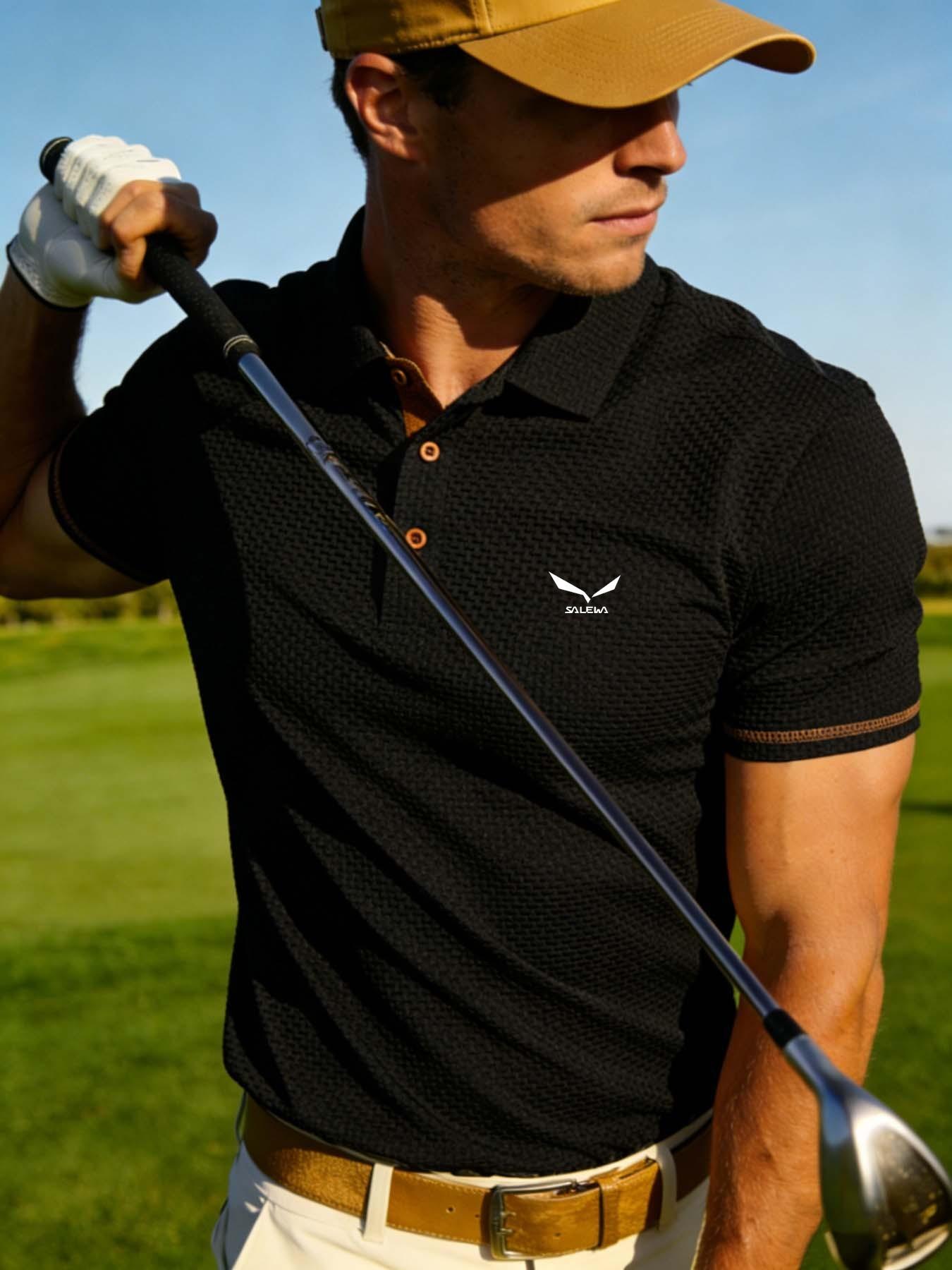 Men's Breathable Summer Polo Shirt, Animal Print Slim-Fit Short Sleeve, Quick-Dry Turn-Down Collar, Golf Fishing Basketball Camping Beachwear