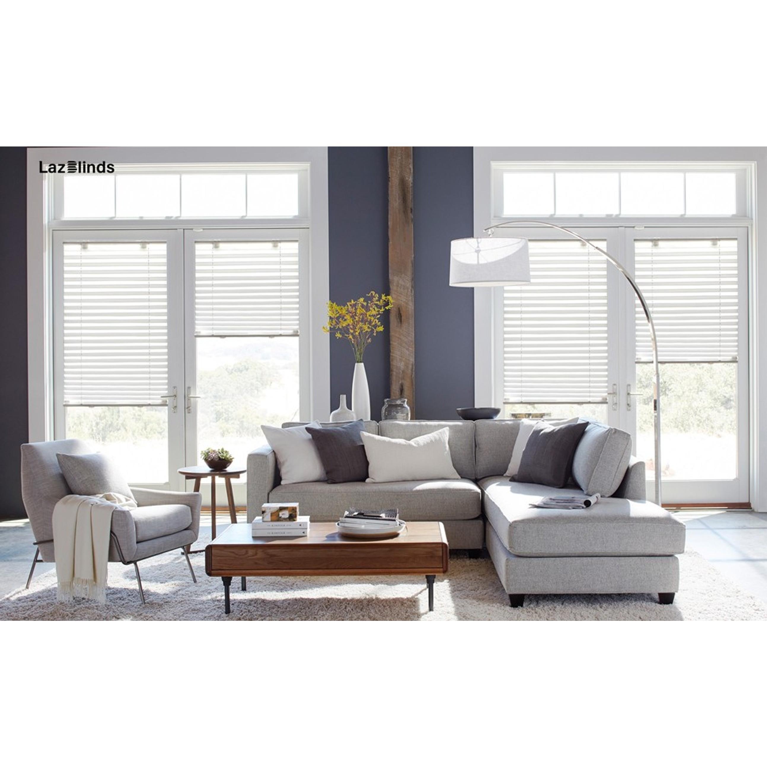 Tool-Free Cordless Pleated Shades with Suction Cups Light Filtering Top Down Bottom Up Pleated Blinds for Window Size 42" W x 64" H, White