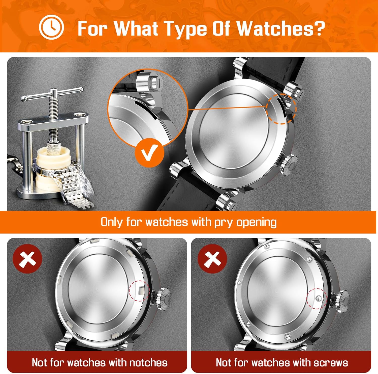 JOREST Watch Press Tool Set, Back Case Closer for Closing the Cover, Watch Battery Replacement, Watch Opener Remover, Repair Kit for Watches with A Pry Opening, Only for Round Dials