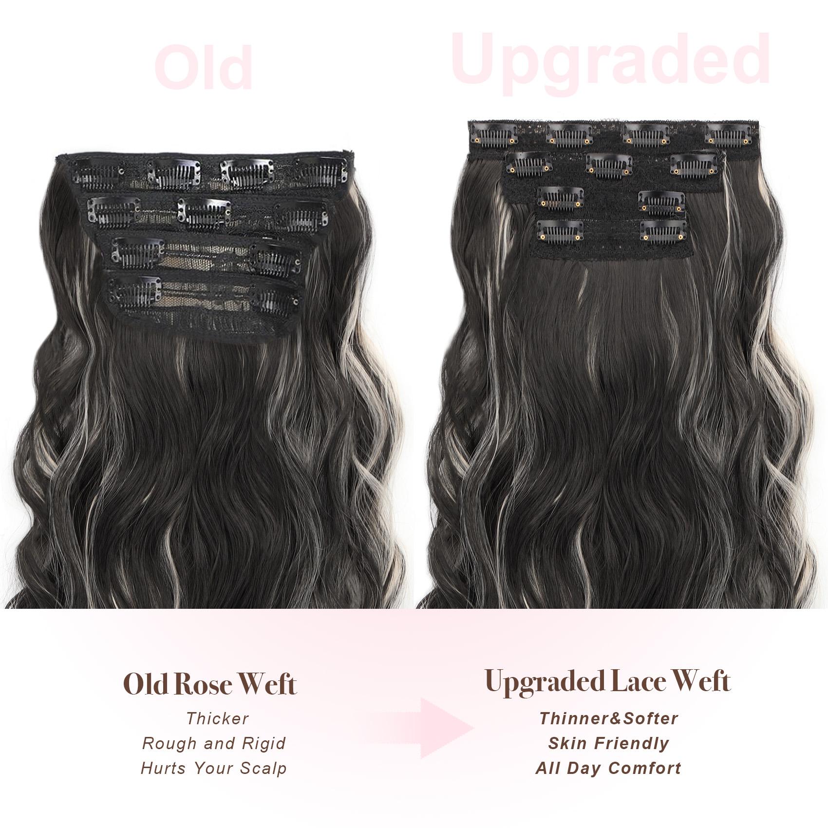 [ Qbeauty Red Shades Collection ]Clip- in Synthetic Hair Extensions Long Wavy 4PCS Thick Hairpieces Double Weft Natural Hair Extensions for Women Outdoorfun SpringStatements