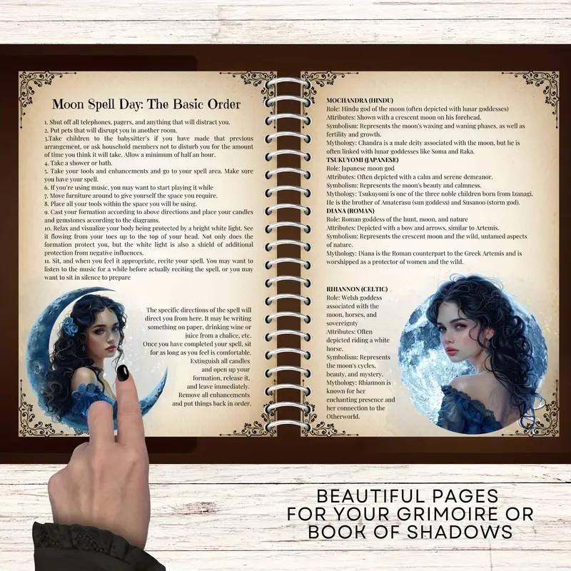 Witchcraft Practitioner Moon Magic Planner Book, Vintage Astrology Spellbook with Lunar Phase Tracker, Divination Rituals, A5 Notebook