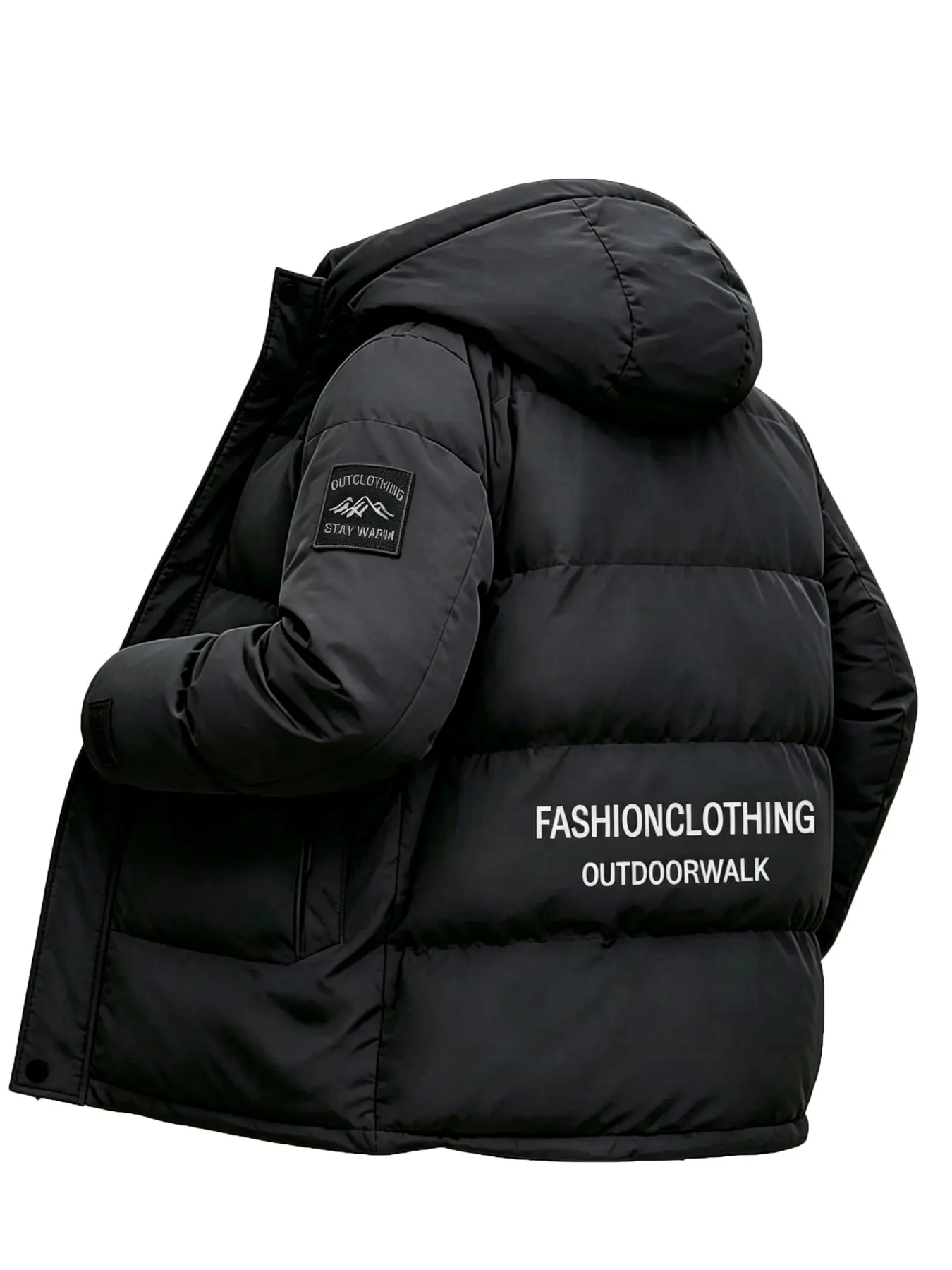 Men Autumn Winter Loose Hooded Cotton Coat, Thick Warm Trendy Versatile Outdoor Casual Puffer Jacket