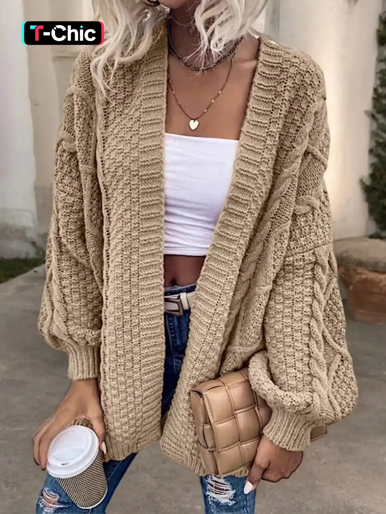 Women's Oversized Cable-knit Open Front Cardigan Sweater, Long Sleeve Solid Color Fashion Cozy Knitted Cardigan for Autumn Winter Casual Daily Wear, Women Fall Outfit, Winer Outerwear Coat for Women, Chunky Sweater Women, Knitwear