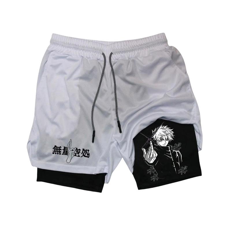 Jujutsu Fitness Basketball Shorts Regular Sporty Athletic Cross Wear Pink GymshortsMen's Anime Orge Mode Shorts Bilayer Quick-drying Cloud SportsShort