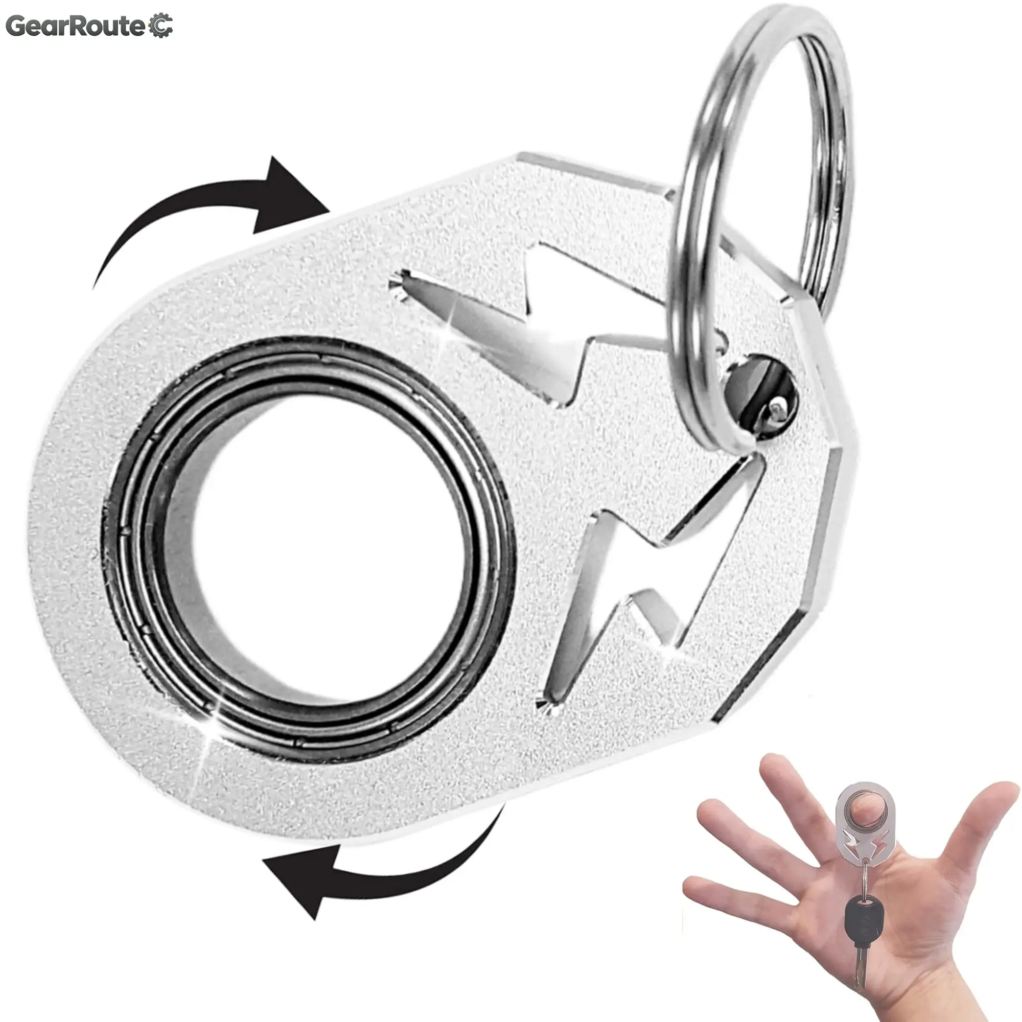 Metal Key Chain Spinner Fidget Keychain, Fidget Ring Spinner Keychain Toy for Men Women and Kids (Silver), EDC Pocket Fidget Accessory