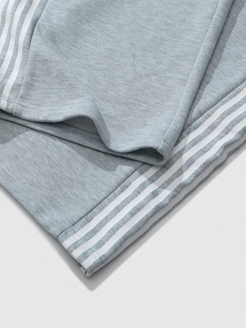 Men's Baggy Sweatpants High Waisted with Plaid Waistband, Trendy Wide Leg Lounge Pants, Casual Streetwear Joggers with Side Stripes