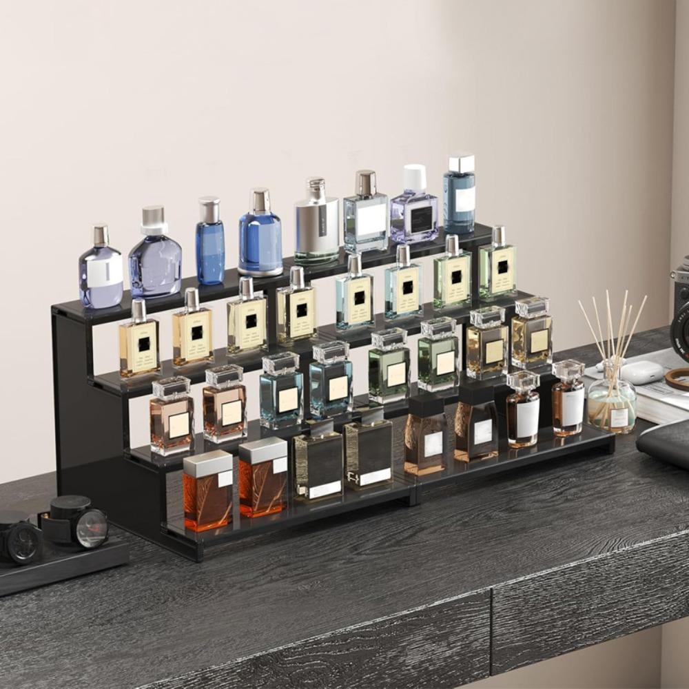 4 Tier Black Display Stand for Cologne,Perfume,Figures, Cupcake, Dessert, Spice, Fragrance, Countertop, Vanity, Dresser, Cabinet Use Racks Set Organizer