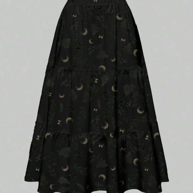 Gothic Retro Butterfly Print A-Line Skirt, Halloween Fairycore Floral Design, Boho Style for All Seasons, Women's Fashion, Bohemian
